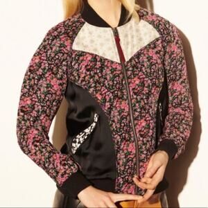 Coach Silk Raglan Varsity Jacket Pink